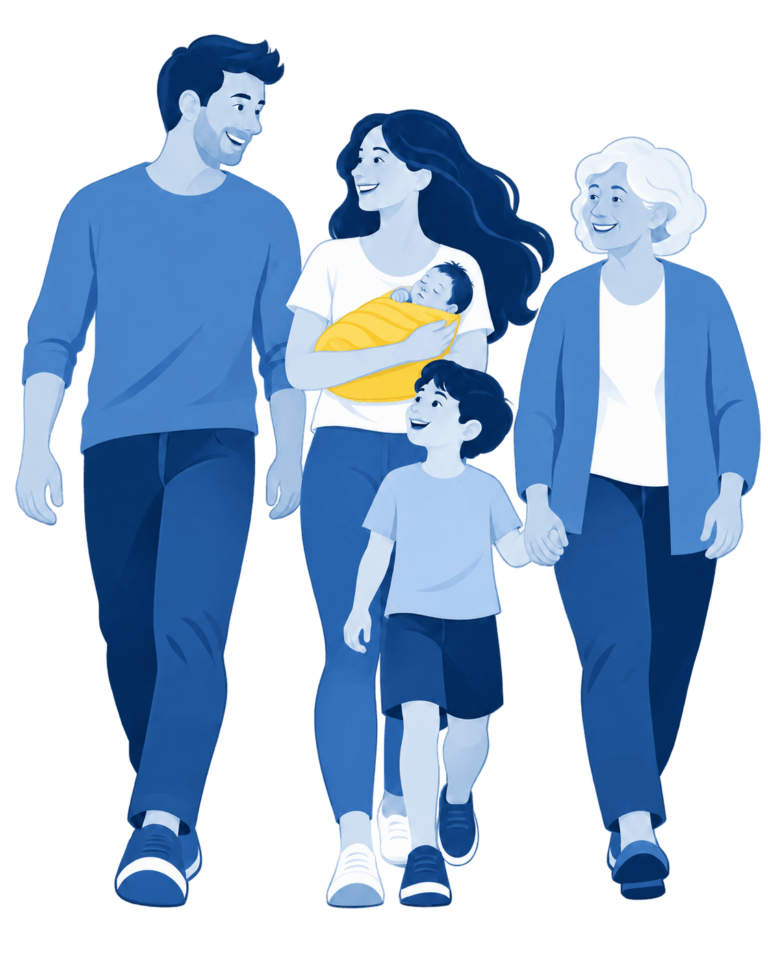 Una famiglia insieme, dai più piccoli ai nonni
